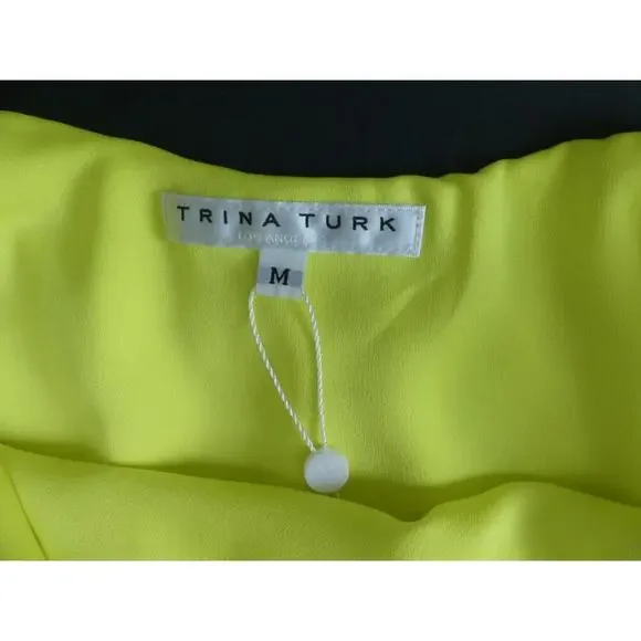 Trina Turk Satisfied One-Shoulder Top NWT Yellow Layer Flutter Flowy Summer Sz M - Picture 8 of 10